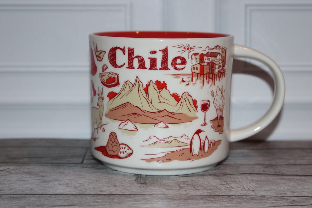 Starbucks Chile Been There Series 14 oz Mug Red Interior Globe Collection